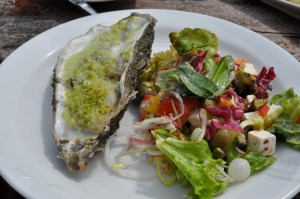 green herb crusted oyster